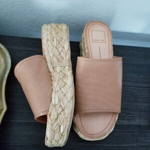 Dolce Vita Pablos Leather Raffia Sandals